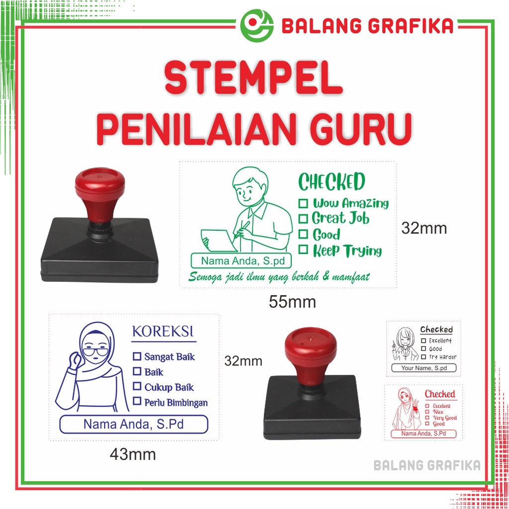 

Stempel Nilai Guru Cap Koreksi Stamp Checked Teacher Stampel Penilaian Reward Balang Grafika