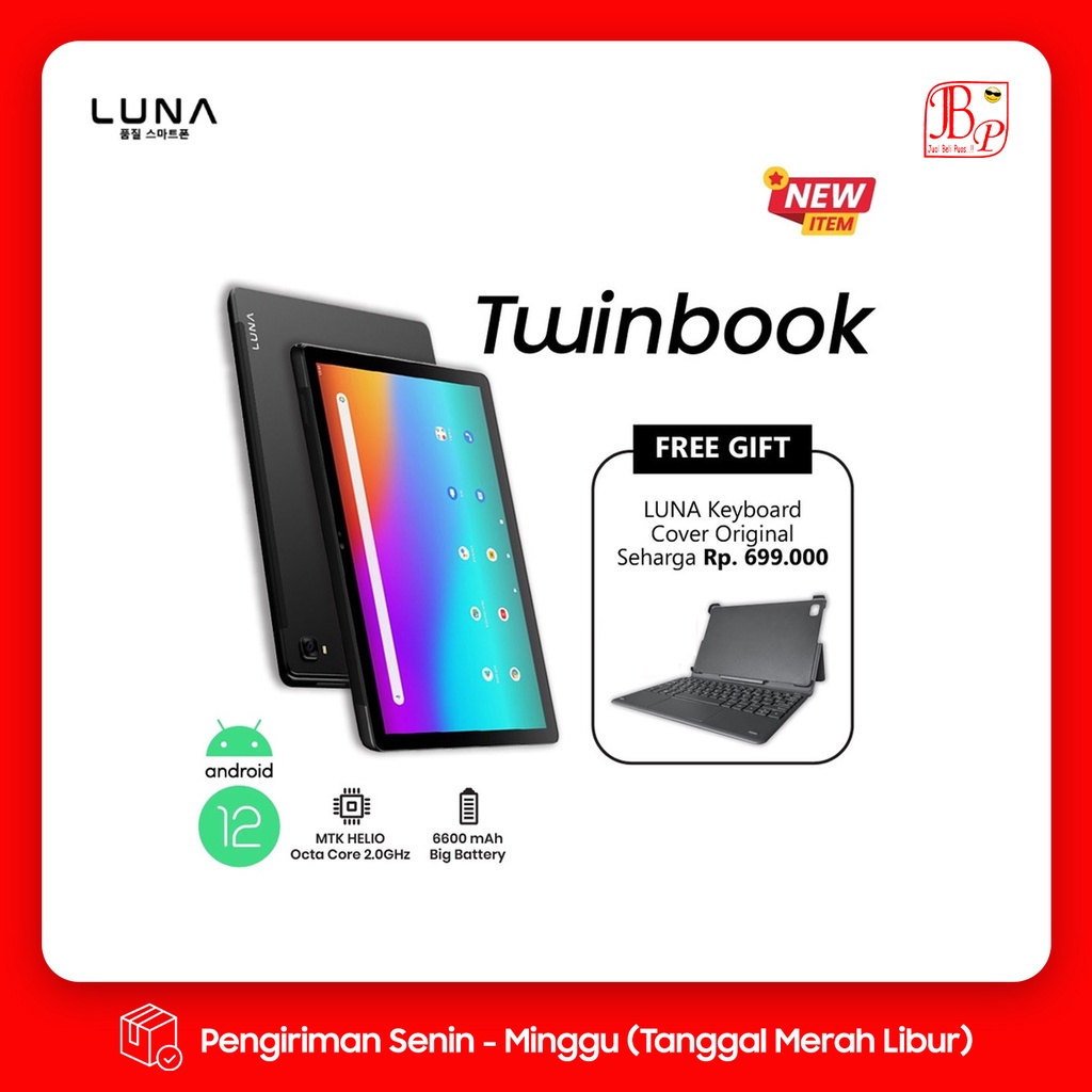 LUNA Twinbook 10.1 Inch, HELIO OCTA CORE,RAM 4/64GB, Android 12 GARANSI RESMI