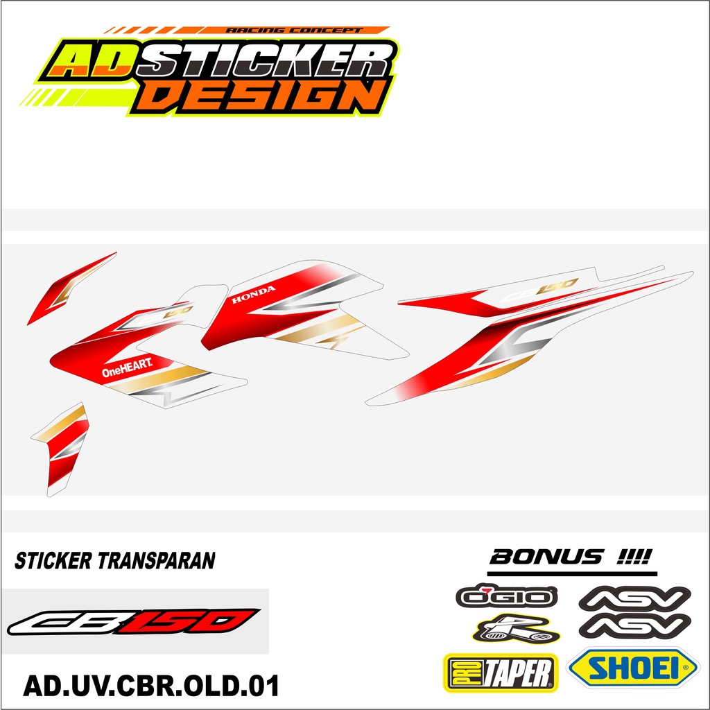 STRIPING CBR 150 OLD STIKER DECAL PELINDUNG BODY AKSESORIS MOTOR CBR 150 OLD BAHAN TRANSPARAN AD 01