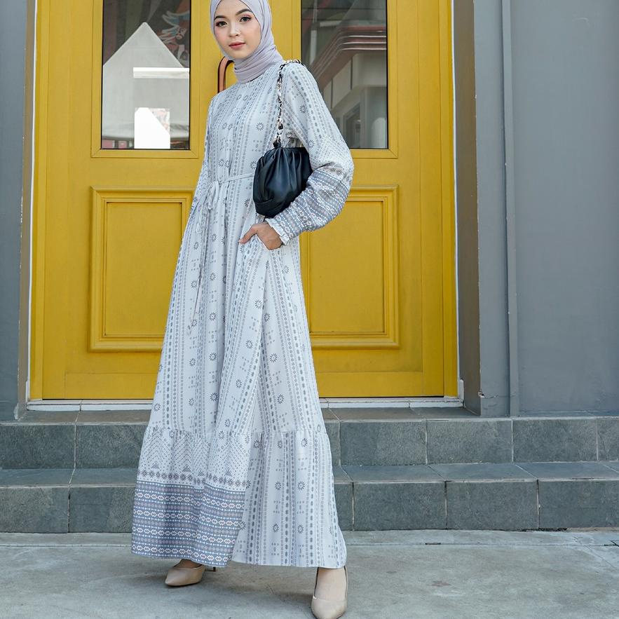 ➹ Nobby - Merlyn Dress Motif Full Print Casual Busui Friendly dengan Tali ◙