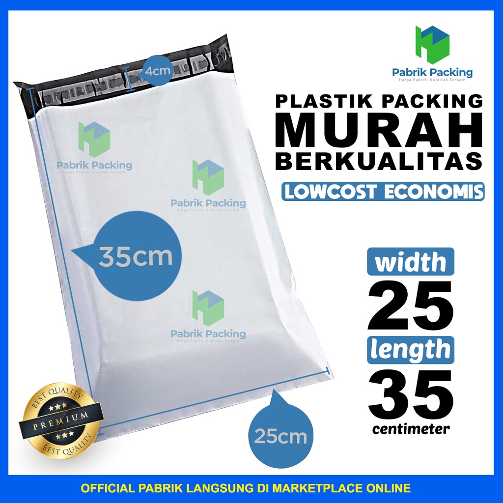 

Polymailer Low Cost Amplop Packaging Olshop Ekonomis Putih 25x35cm