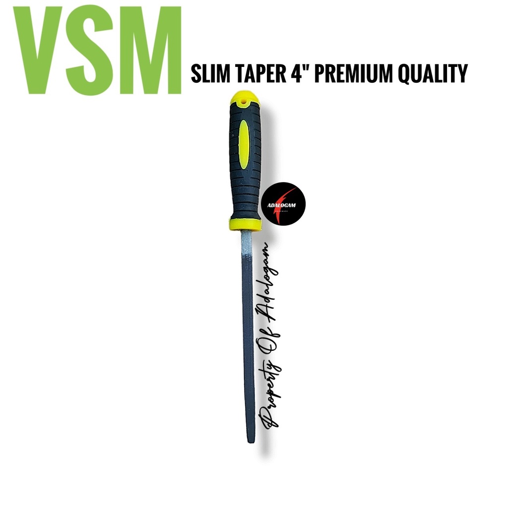VSM Kikir Gergaji Segitiga 4&quot; Gagang Karet Slip Taper