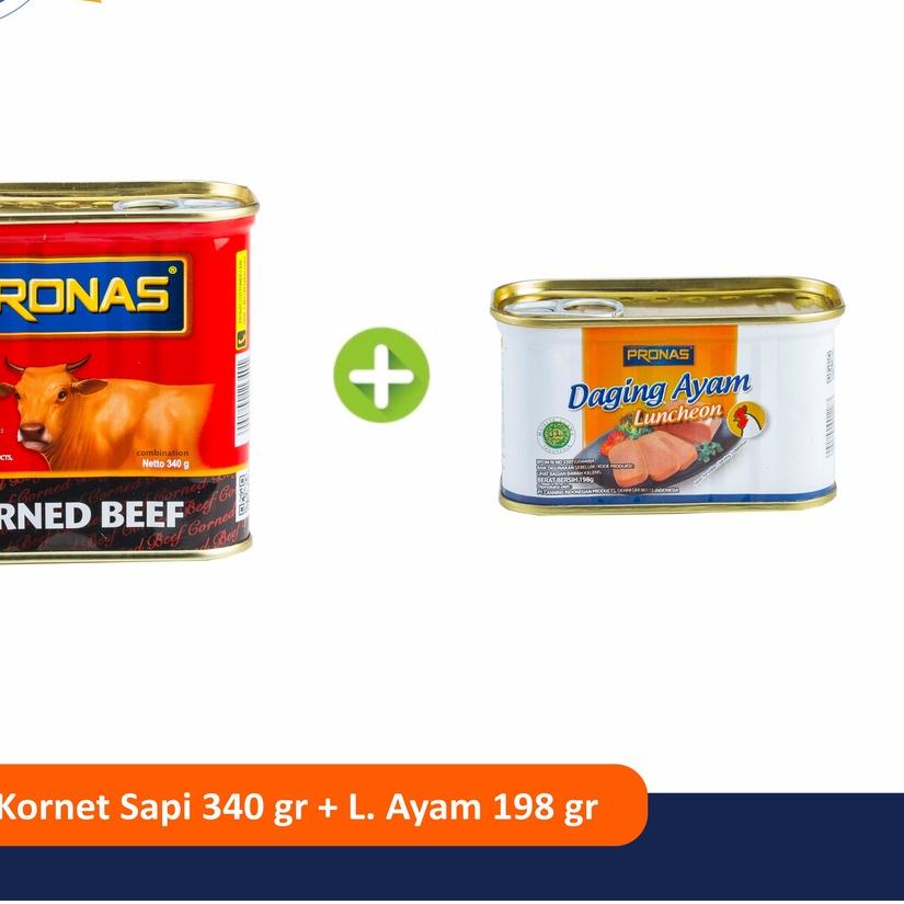

☏ Pronas Kornet Sapi 340 g dan Luncheon Ayam 198 g bundling 2 pcs ♦