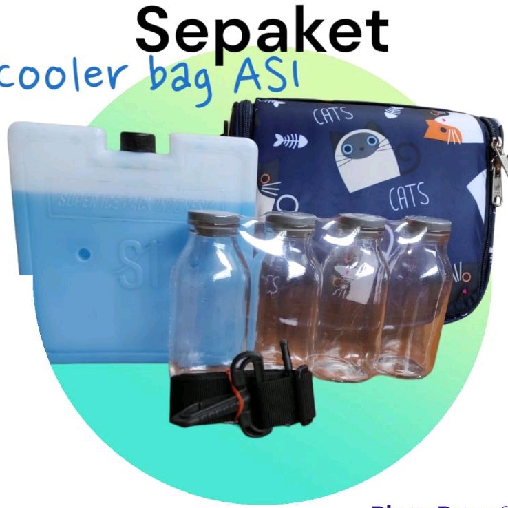 Tas Asi Cooler Bag Asi SEPAKET 4 botol asi + 500ml ice pack gel + Tali Tas asi