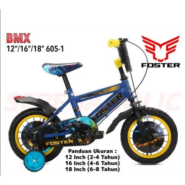 Sepeda Anak 12 inch BMX FOSTER 605-1 Ban Pompa