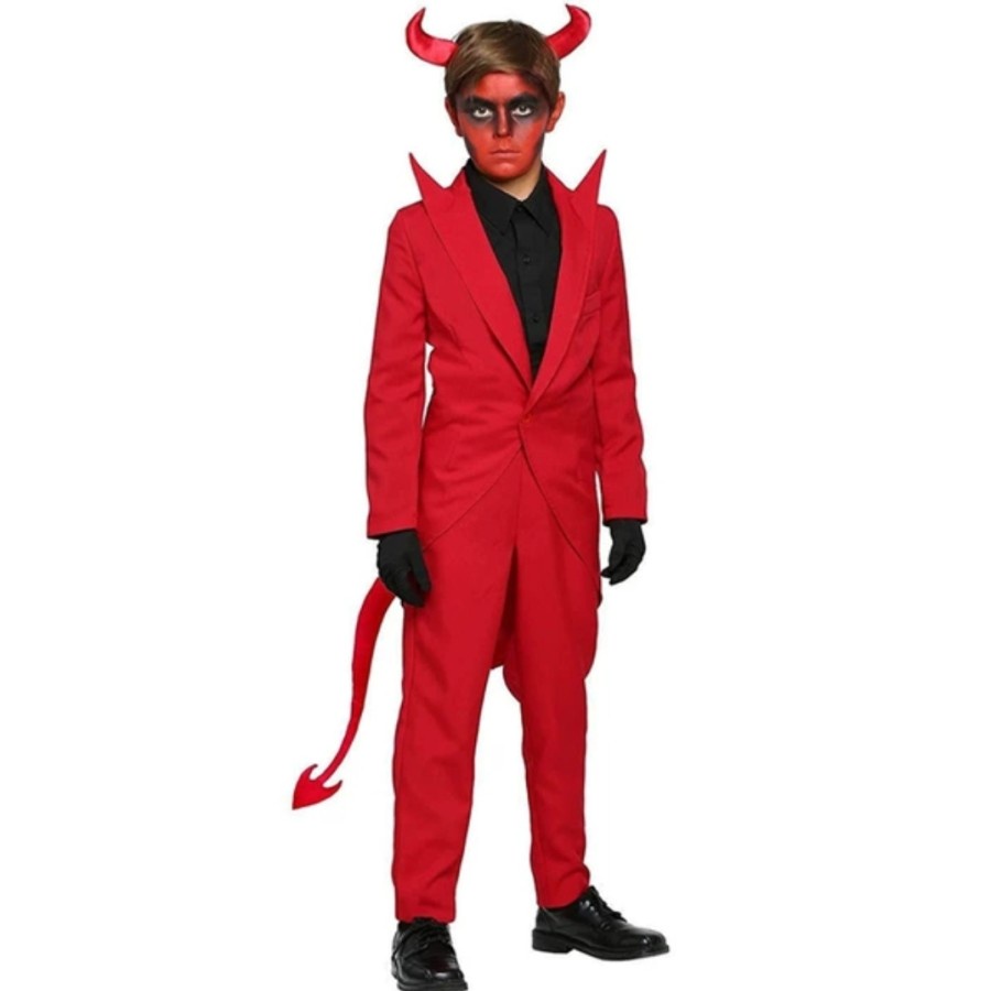 Red Devil Costume Red Demon Boy Girl Kids Kostum Anak Halloween Iblis