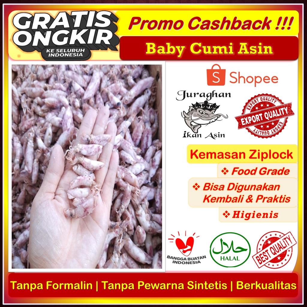 

Baby Cumi Kering / Cumi Baby kering Ukuran / Bebi Cumi Kering TerEnak dan Berkualitas 1 Kg