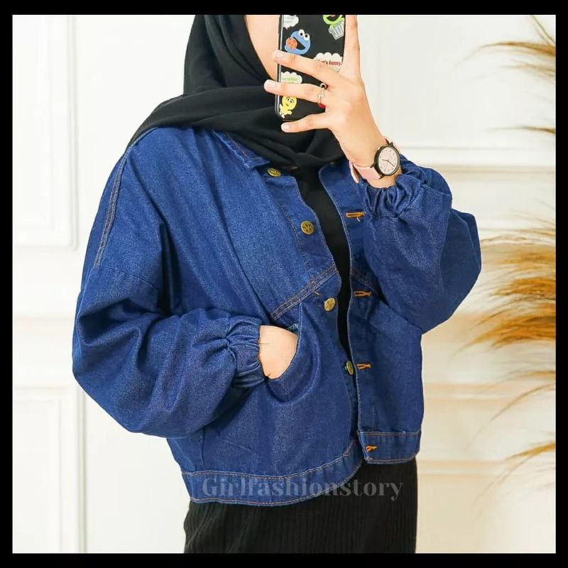 JAKET DENIM JEANS OVERSIZE VINTAGE WANITA JACKET JINS OVERSIZE KEKINIAN JAKET VINTAGE LENGAN BALON CROP JEANS CEWEK TERBARU SNOW JAKET KOREAN STYLE Jaket CROP