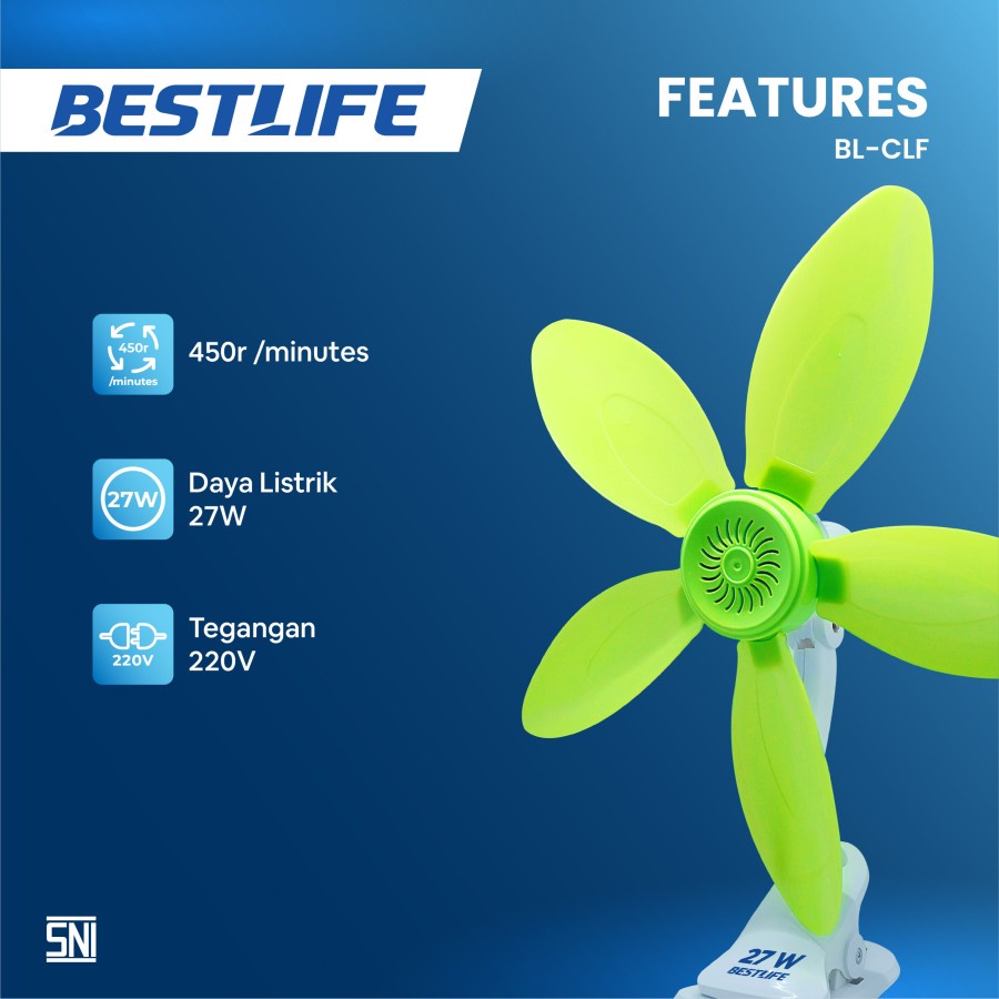 KIPAS ANGIN JEPIT 27 WATT BESTLIFE MINI FAN KIPAS ANGIN DINDING 27watt 5 BALING