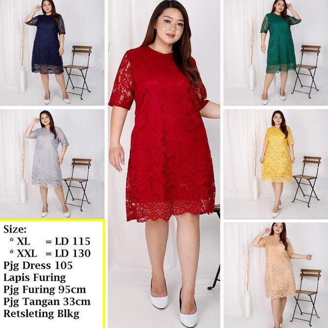 GROSIR Dress Big Size Brukat Jumbo XXL Bigsize XXXL Dress Natal Imlek