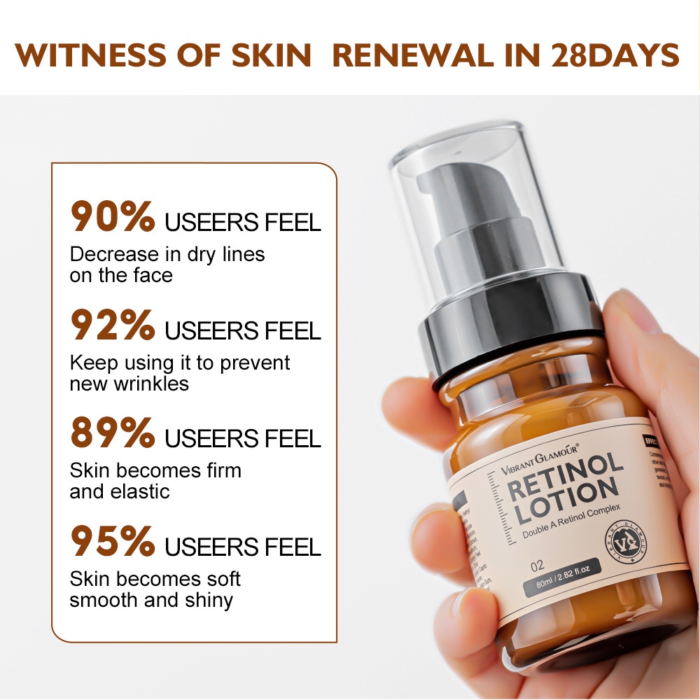 VIBRANT GLAMOUR Retinol Lotion 80ml Anti Aging Collagen Firming Remove Wrinkle Fade Fine Lines Moisturizing Lifting Skin Care