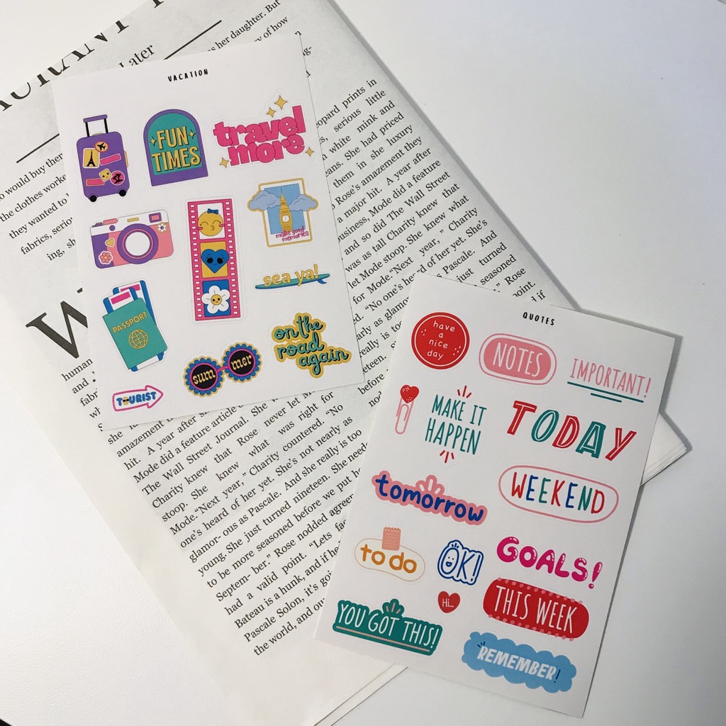 

1 lembar sticker ukuran A6 untuk dekorasi journal / jurnal kit / bullet journal / bujo / dekorasi scrapbook