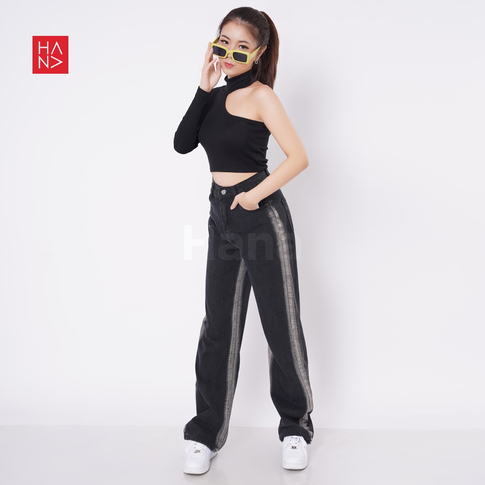 Hana Fashion - Jihyo One Shoulder Halter Neck Crop Top - CT216