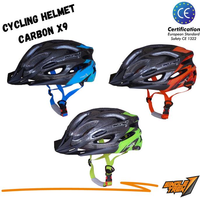 Helm sepeda SingleTrek CarbonX Plain Color MTB Roadbike Seli Lipat