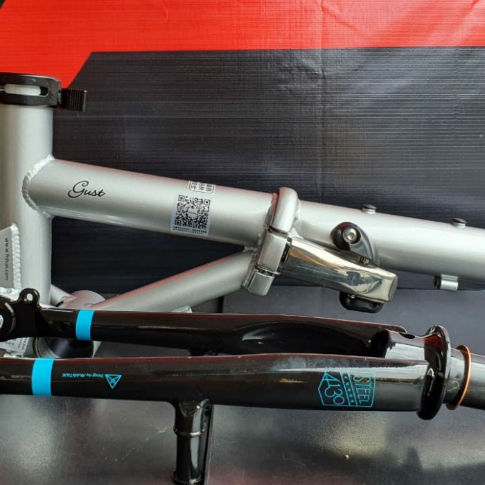 Frame fork handlepost FNHON Gust Silver sepeda lipat seli V brake