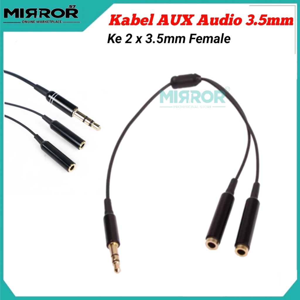 Kabel AUX Audio 3.5mm Male ke 2 x 3.5mm Female HiFi