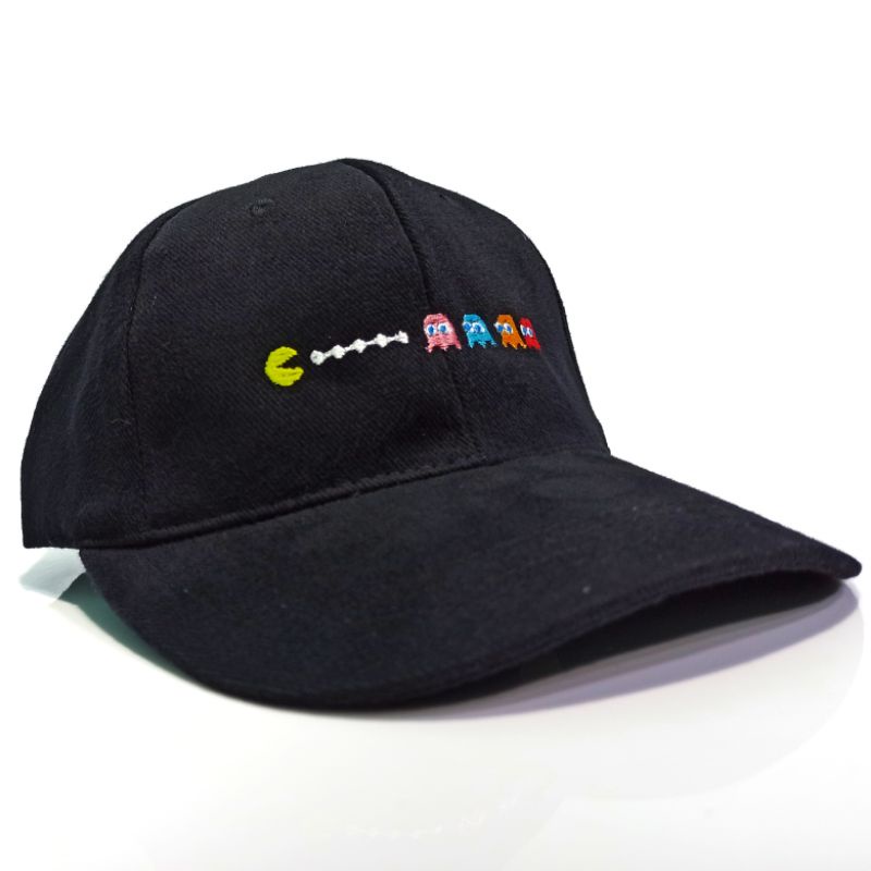 Topi Pacman Games 90 ers Nintendo Sega Bordir Polo Snapback 5 Panel Baseball Cap Bucket Hat