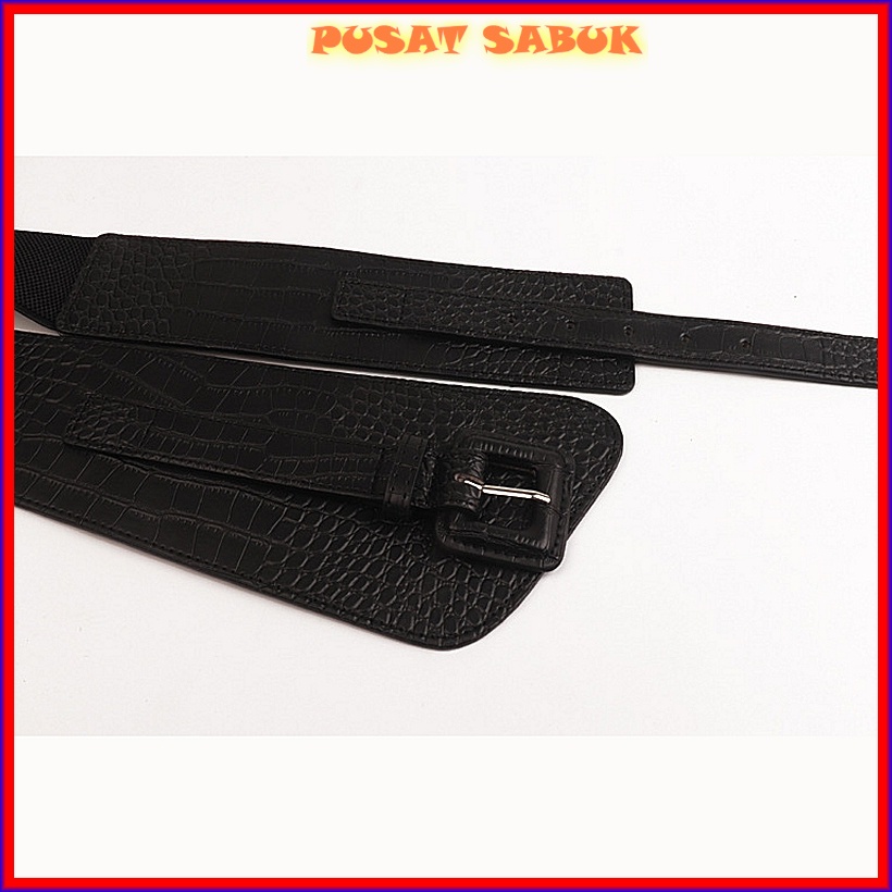 Gesper Lebar Ikat Pinggang Sabuk Fashion Belt Wanita Korset Korea Obi Cewek Gasper besar kulit Hitam Elastis Karet Kekinian Cantik Grosir Murah Model Jumbo Big Size Women Belt Hitam Coklat Praktis Modis Oby Mewah Pingang Blet Karet Langsing Pesta Cm Kuat