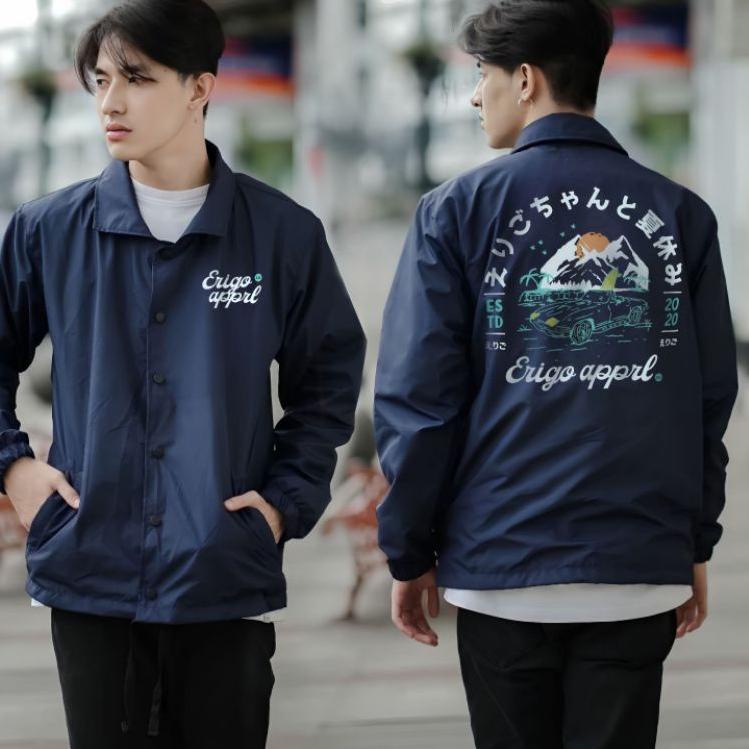 STOCK TERBATAS E80 Jacket Parasut Pria Fujinkai Jaket Coach Erigo Motif Sablon Kerah Japanese ㊩