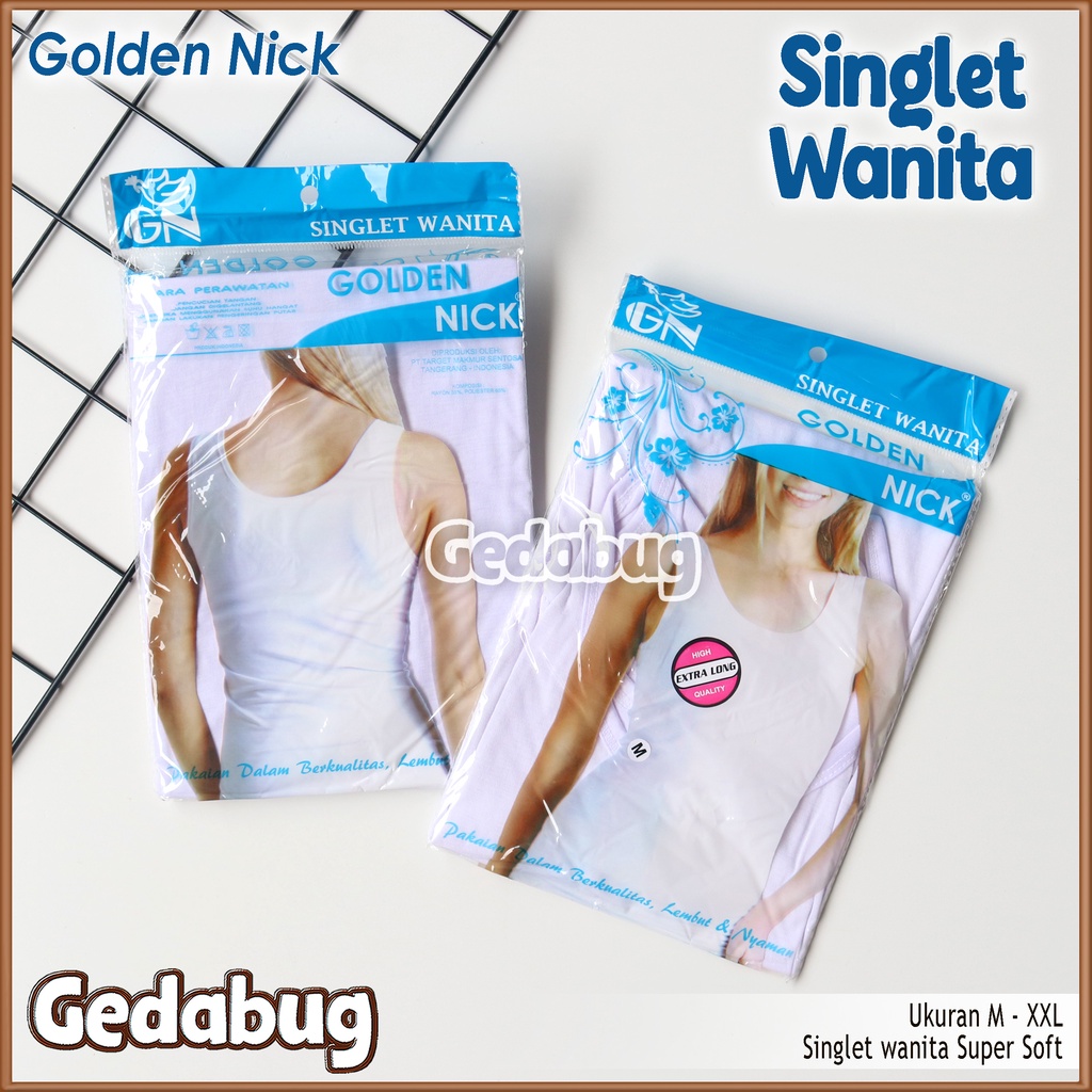 Singlet Wanita Golden Nick Cewe | Tangtop wanita Super soft warna dasar Putih | Gedabug