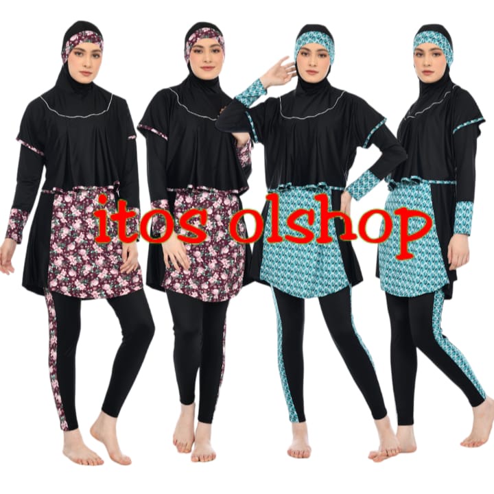 Baju Renang Muslimah Hijab Syari Dewasa Motif