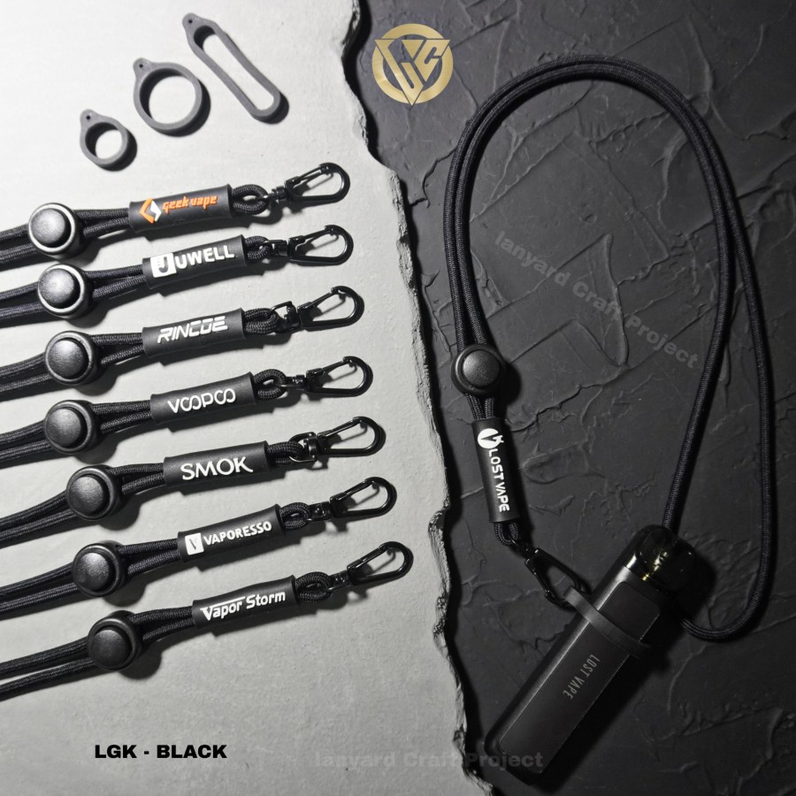 

Lanyard Craft LGK Black Lanyard Perusik Gantungan Device Universal