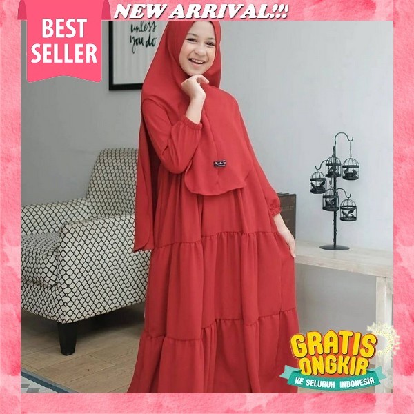 Felisha Kids Gamis Anak Lebaran 2023 Model Terbaru Bahan Shakila/Gamis Anak Set Hijab Syari Terbaru 