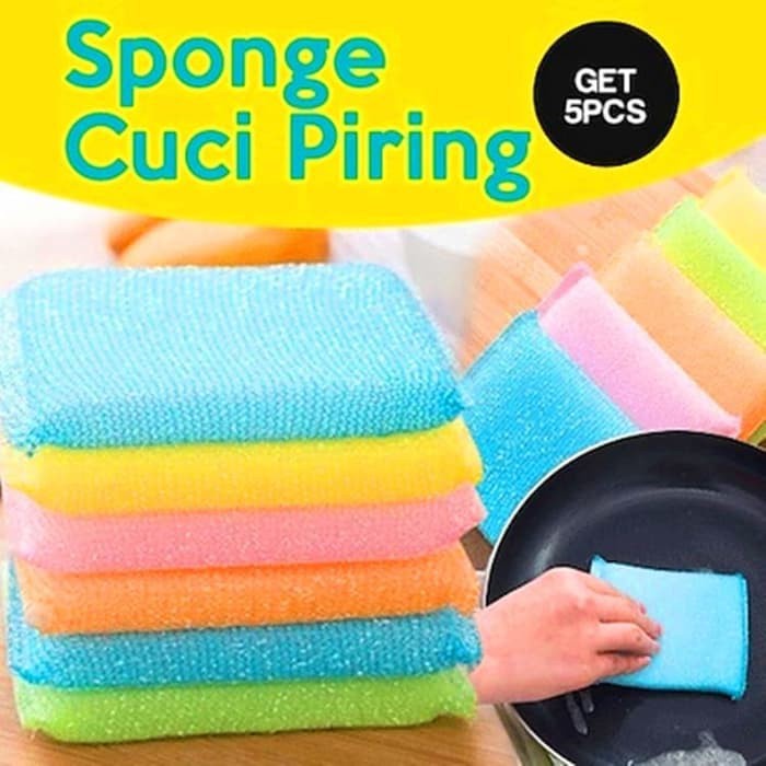 SPON SPONGE Cuci Piring Wajan Kuali Panci Serbaguna ISI 4 PCS-Perlengkapan Rumah