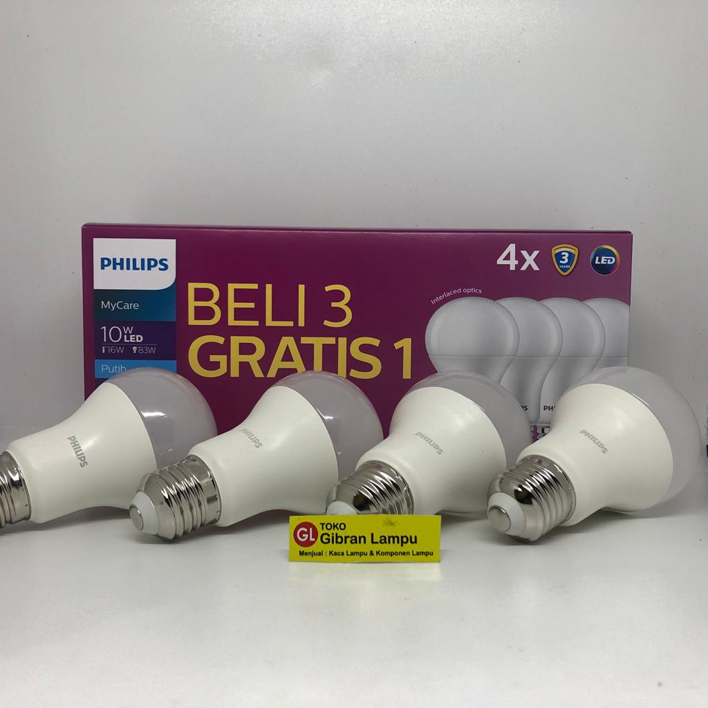 Paket Lampu LED Philips MyCare Paket 6w 8w 10w 12w Promo Beli 3 Gratis 1 - LED A Bulb Bohlam Philips