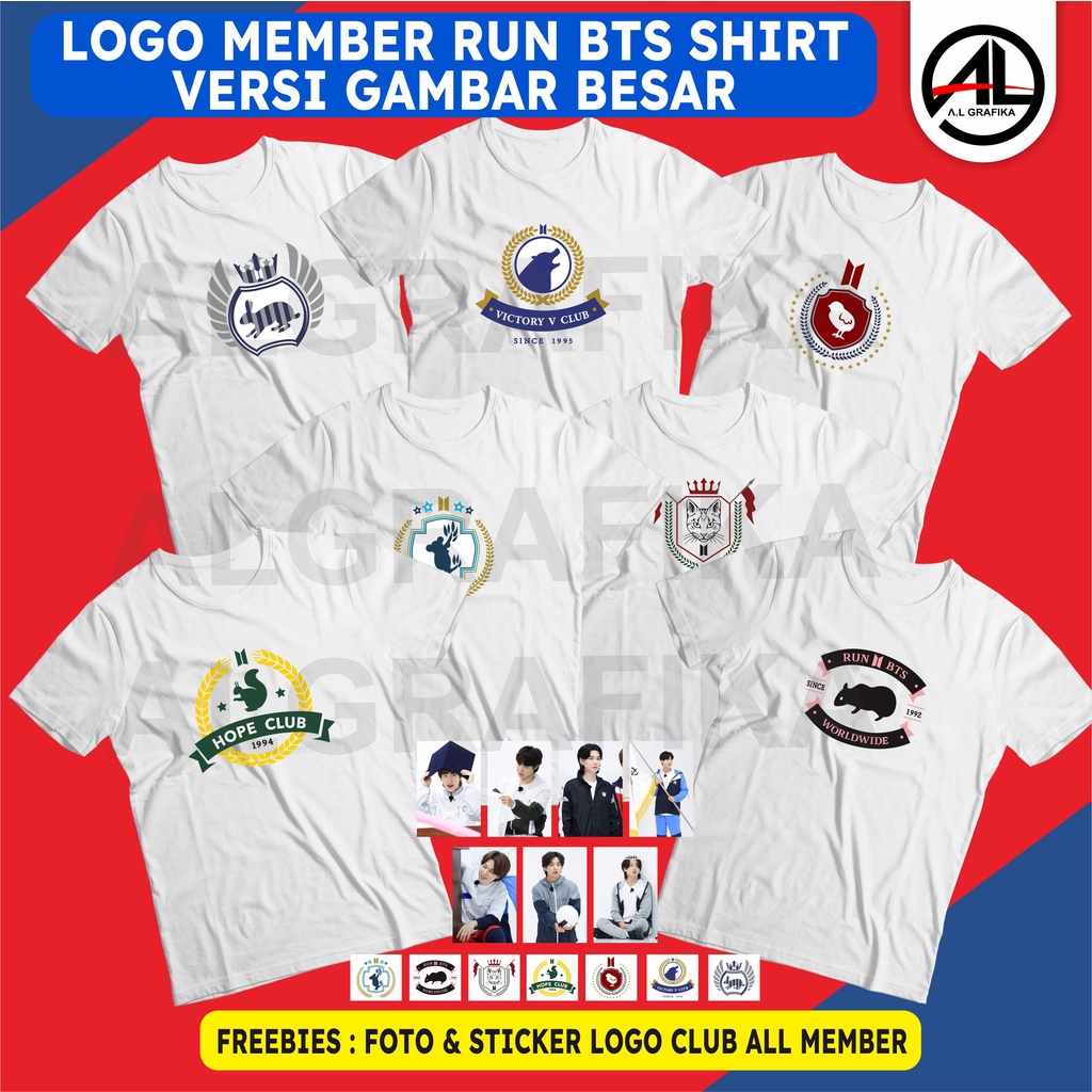KAOS BTS LOGO BAJU MEMBER BTS RUN BTS KPOP VERSI GAMBAR BESAR