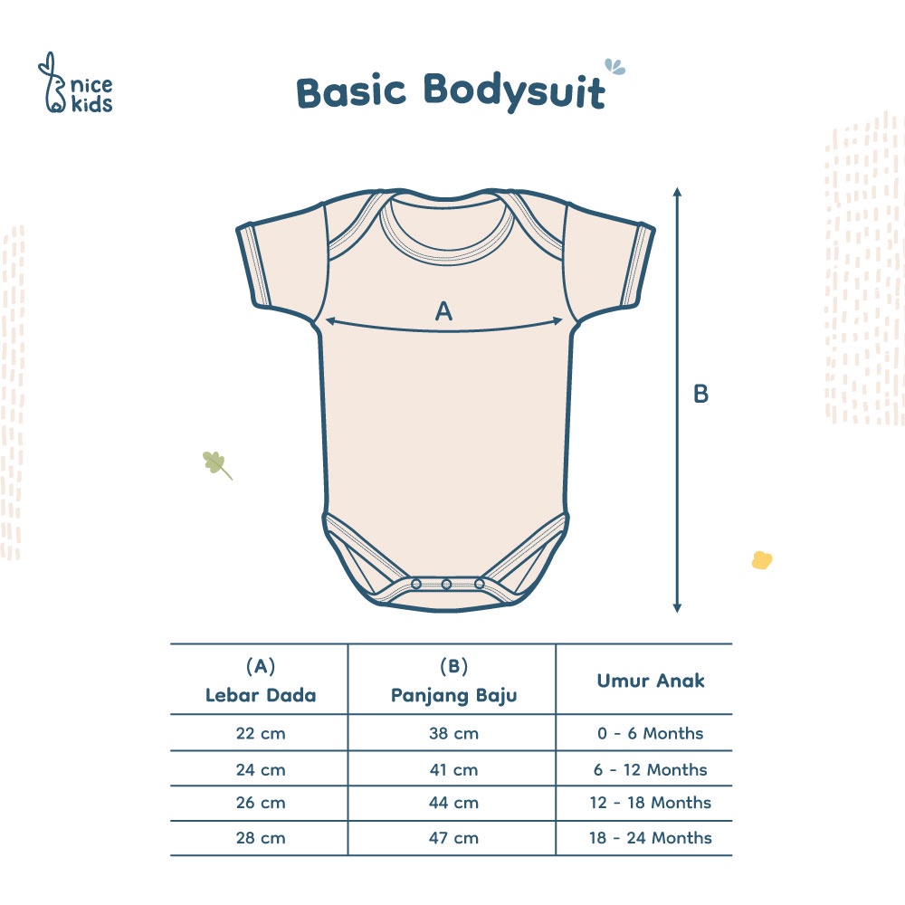 Nice Kids 18-24M Basic Bodysuit Baby Jumper Baju Kodok Bayi NiceKids Jumpsuit