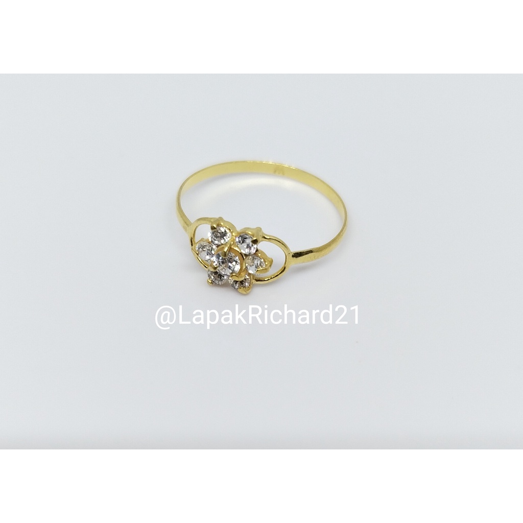 Cincin Emas Muda Kadar Rendah 1/2gram Cincin Kembang Mata Putih