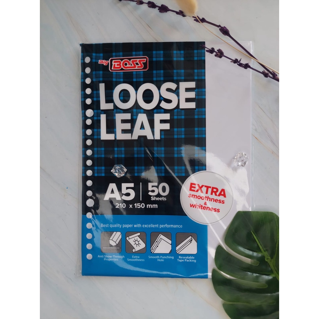 

KERTAS LOOSE LEAF / KERTAS BINDER POLOS BIG BOSS A5 B5 ISI 50 100 LEMBAR Ukuran A5 210 X 150MM 20 26 LUBANG HOLES PLAIN