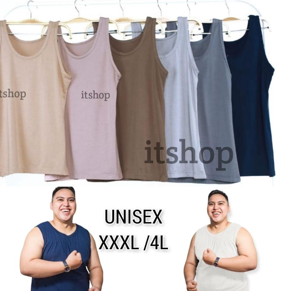 ♗  - Kaos Singlet Pria Super Jumbo 4L Tanktop Cowok Ukuran Gede Banget Jumbo Cowok LD 140cm Strech M