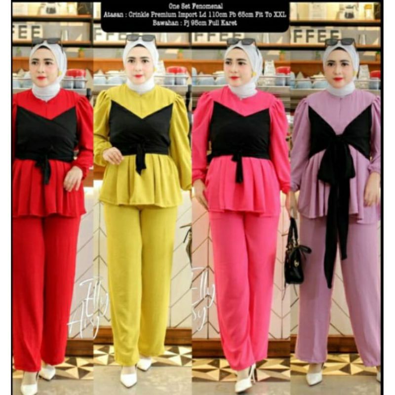 One set Lesti bahan crinkle airflow // setelan muslim wanita kekinian