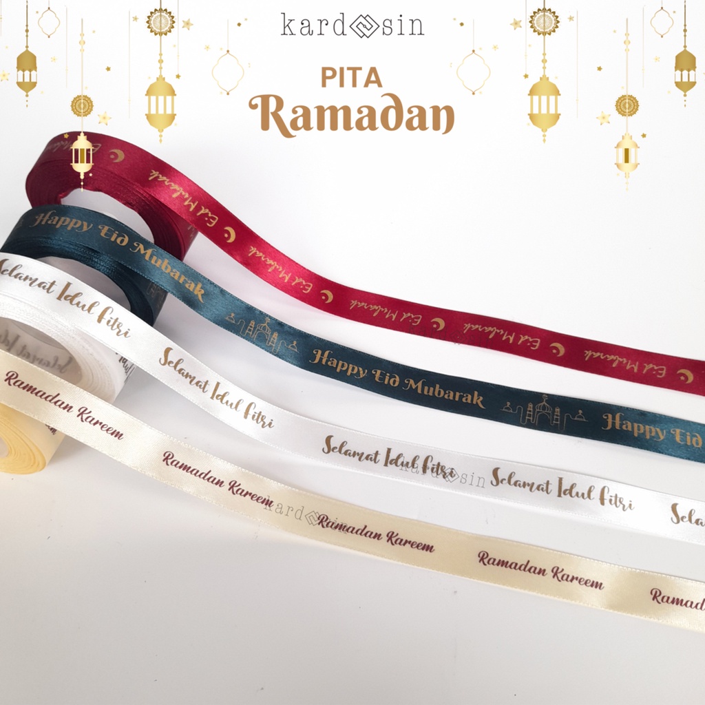 

RAMADHAN RIBBONS PITA SATIN BUNGKUS KADO RAMADAN IDUL FITRI IED MUBARAK AL FITR LEBARAN HAMPERS PARSEL AESTHETIC VINTAGE PINTEREST KOTAK KADO GIFT BOX GREETING CARD HANG TAG HANGTAG UCAPAN DIY WARNA PUTIH WHITE CREAM MERAH MAROON RED EMERALD GREEN GOLD