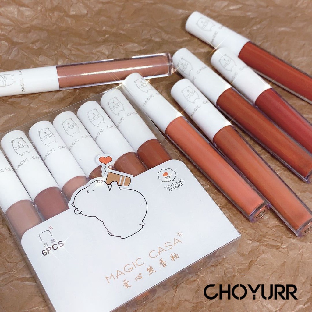 【COD】6-in-1 Set Matte Lip Gloss Tahan Lama Lip Cream Matte Lembut Soft Mist Korean Original Import Murah-CH