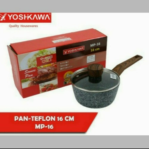 Panci Susu Sauce Pan Marble + Tutup Kaca Yoshikawa Panci Wajan Keramik Gagang Teflon