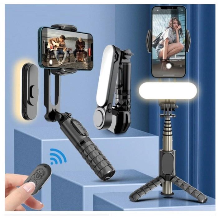 Terlaris Gimbal Stabilizer Hp L09 Selfie Stick Tripod Shooter Lampu Smartphone