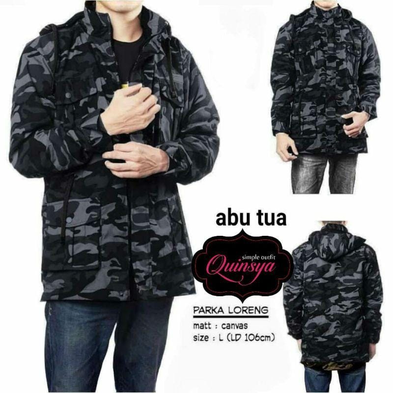 Jaket Parka Pria Loreng Bahan Baby Canvas Premium