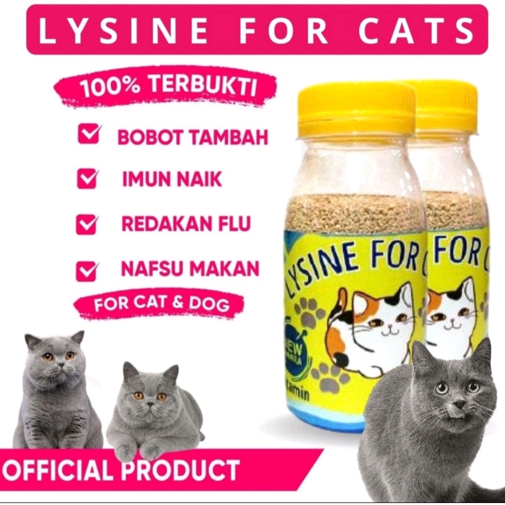 VITAMIN PENGGEMUK DAN BULU KUCING LYSINE,PENAMBAH NAFSU MAKAN