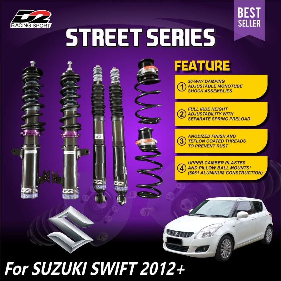 Aksesoris Suspensi Shockbreaker Coilover Untuk Harian D2 Racing STREET coilover Suzuki Swift2011+