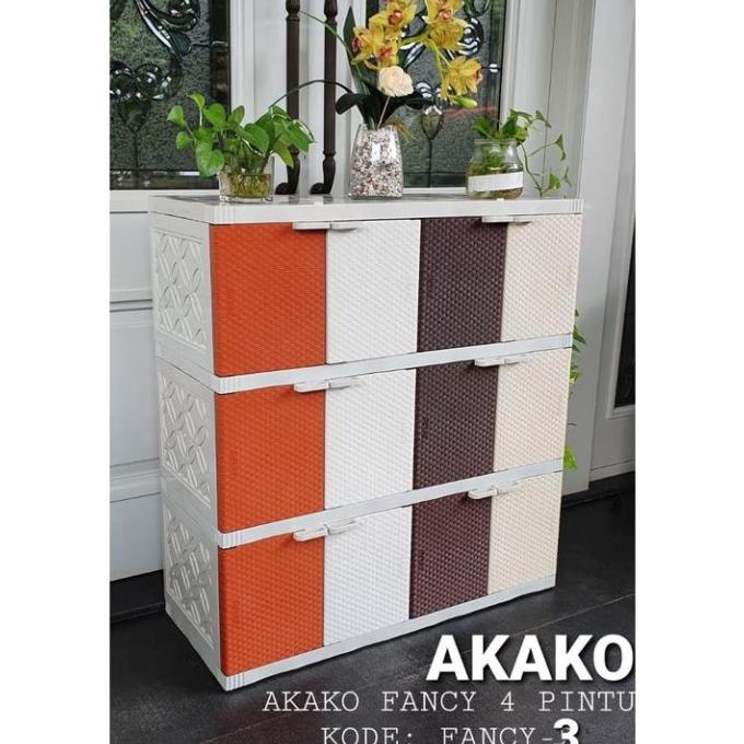 Lemari Pakaian Plastik Akako Fancy 4 Pintu 2 Susun 3 Susun 4 Susun 5 Storolinaya