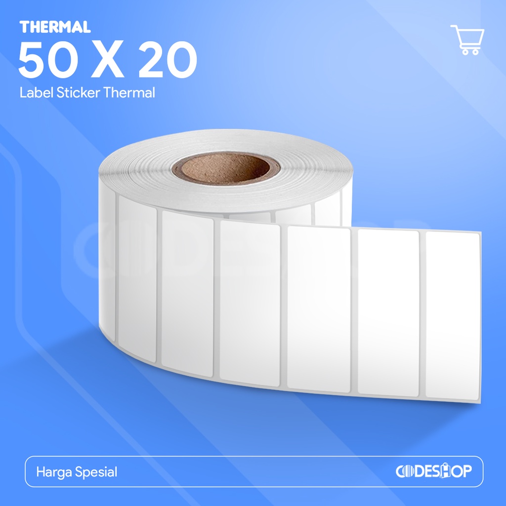 

LABEL STICKER KERTAS PRINTER BARCODE 50 X 20 MM - 1 LINE THERMAL