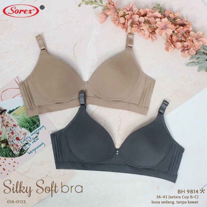 Bra Sorex 9814 Tanpa Kawat Busa Tipis Cup Besar Size 36-42 Kait 3 / Bra Sorex Silky Soft 9814 / Bh Sorex 9814 /Bra Sorex 9814