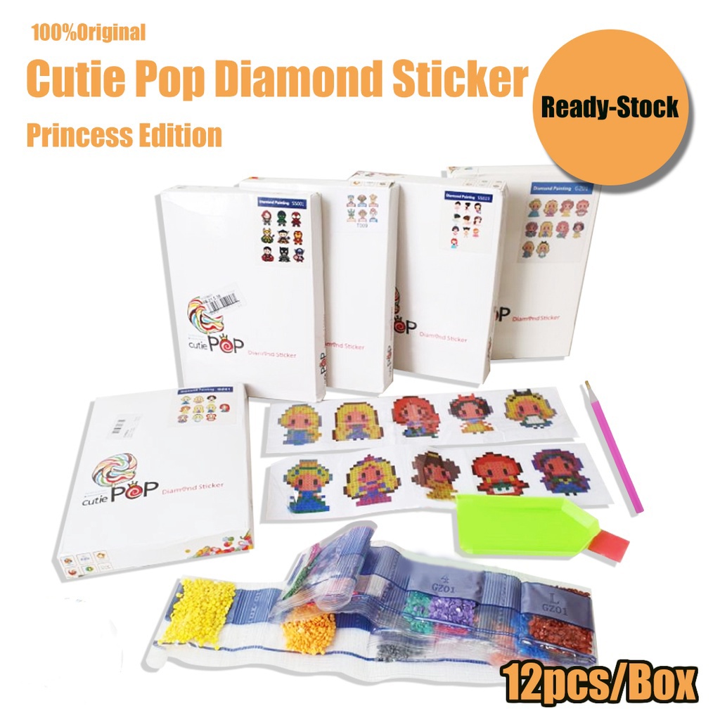 VS BG -Mainan Anak - Sticker DIY Diamond Cutie Pop Sticker Motif Princess Edukasi Painting Sticker Murah Sticker Korea