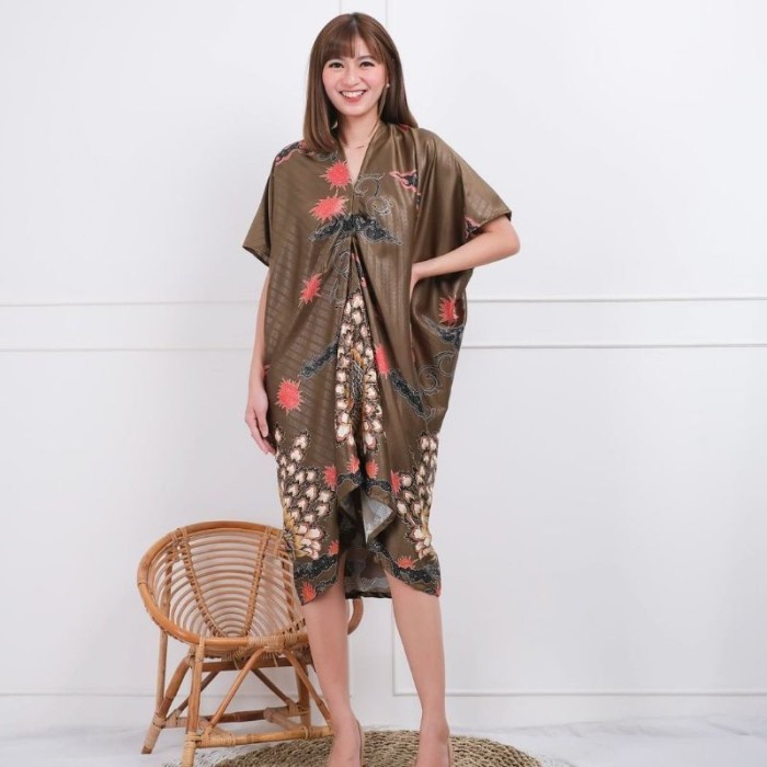 KAFTAN DRESS BATIK WANITA PESTA LEBARAN RAMADHAN VN992 141 AWN - GREEN (B0L0) Setelan Kaftan Batik B