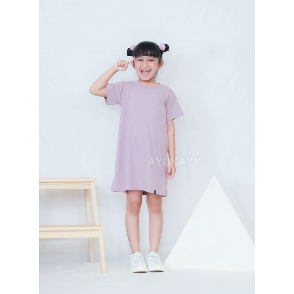 Oversize | Dress Basic Polos Mini Midi | Poket Bahan Katun | Dusty Lilac