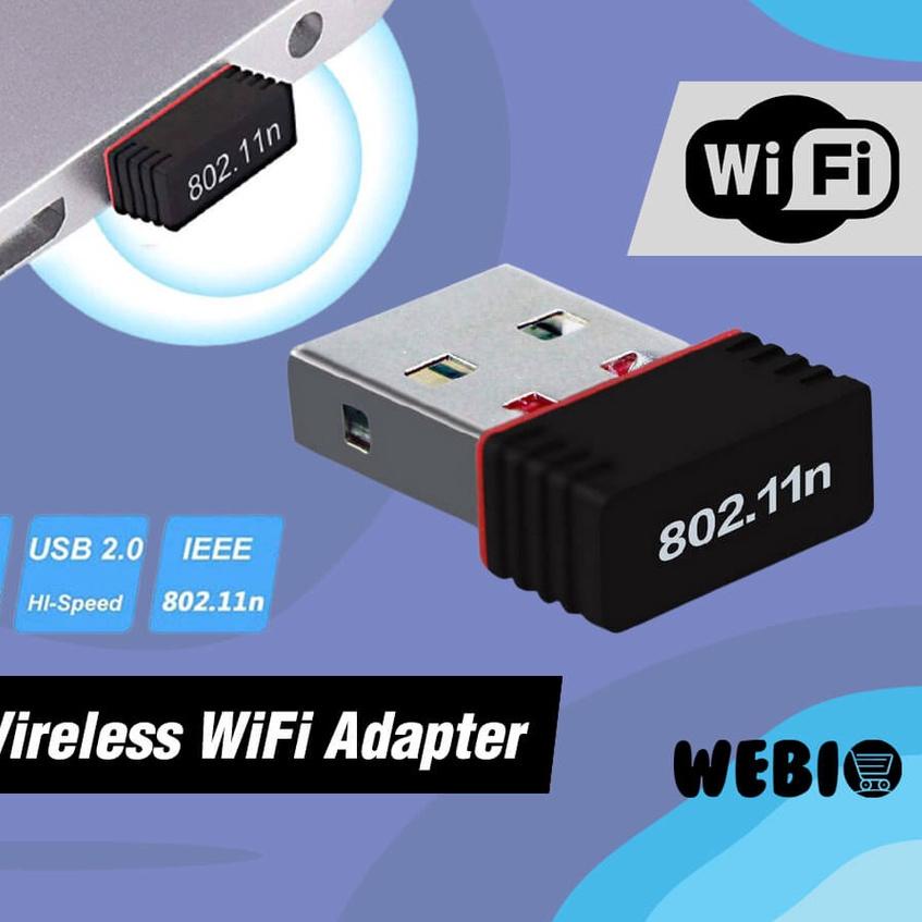 ☟ USB WiFi Adapter Dongle Wireless Mini Receiver PC Laptop Komputer Donggle WiFi Eksternal 802.11n 1