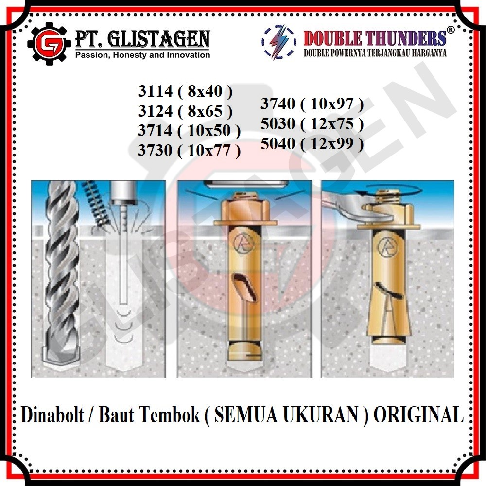 Dinabolt / Baut Tembok / Dynabolt Bracket ( Semua Ukuran ) ORIGINAL